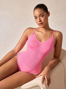 1pc Women Seamless Shapewear Bodysuit, Thong Bottom, Slimming Shaping Bodysuit, Tummy Control Bodysuit, Shapewear, Waist Trainer - Pink - View 11