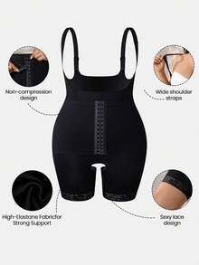 SHEIN 1pc Front Closure Slimming Bodysuit, High Elasticity Fabric Shapewear For Body Shaping Body Shaper Women Body Shaper Bodyshaper Shapewear Body Shaper Plus Size Wedding - Black - View 8