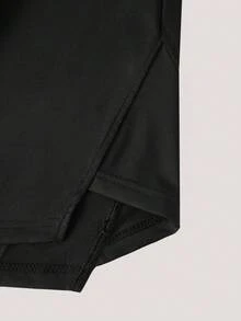 Men Plain Casual Drawstring Hooded High Low Hem Sleeveless Tank Top, For Boyfriend Gift, Going Out - Black - View 5