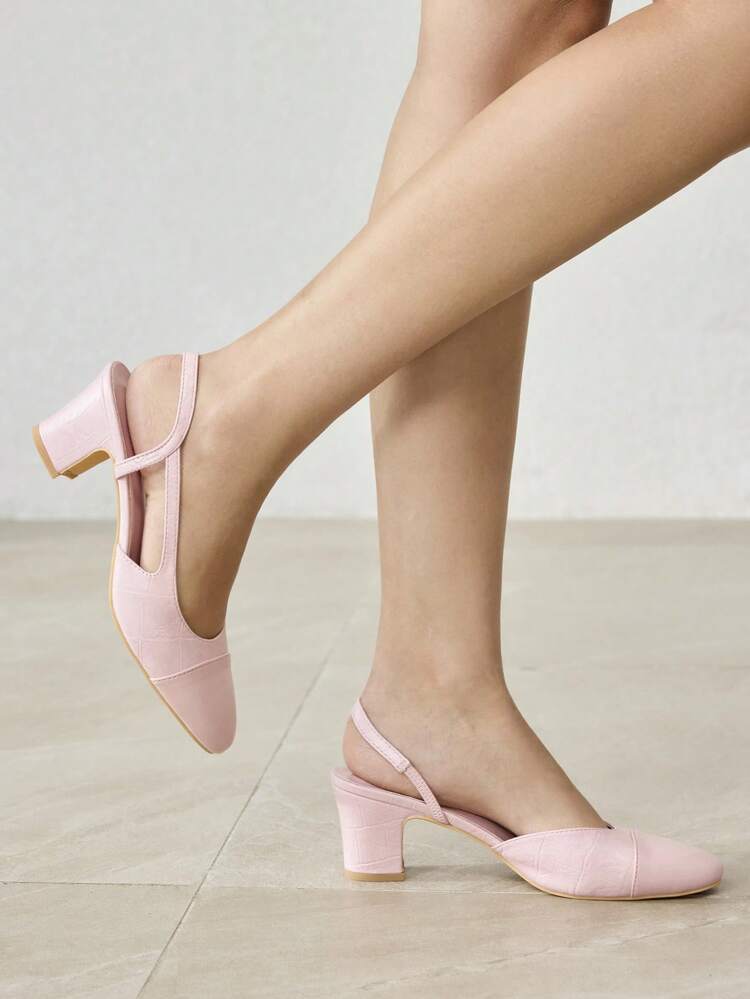 WOMEN SHOES NEW EUROPEAN AND AMERICAN STYLE SIDE AIR SPLICING ROUND TOE MEDIUM THICK HEEL SHOES, PINK VERSATILE COMFORTABLE CASUAL ELEGANT FASHION SLIP-ON CLASSIC HIGH HEELS