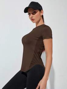 Powerista Áo thun thể thao nữ tay ngắn cổ tròn màu trơn, kiểu dáng thường ngày, thích hợp cho tập luyện thể thao. - Nhiều màu - Xem 5