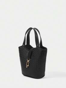 SHECARRY Women's Fashionable Versatile Commuter Metallic Handbag - Black braid - View 2