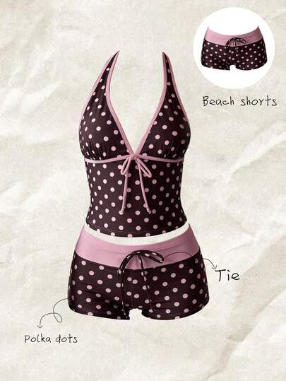 Elavelle 女士高腰蝴蝶结印花比基尼泳裤，春夏款