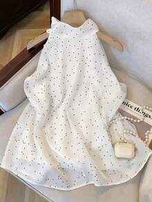 GlowEve CURVE 大码女式波点印花雪纺吊带背心 - 黑與白 - 查看 2