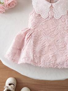 Souflis Souflis 女婴甜美公主蕾丝边领无袖粉色连衣裙，夏季 - 粉色 - 查看 5