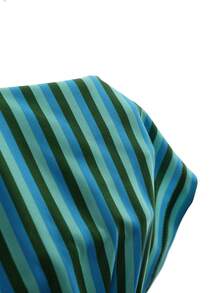 Celisse Women's Fashion Bodycon Drawstring Striped Blue-Green Mini Skirt, Suitable For Vacation, Daily Wear, Travel, Beach, Hot Spring, Sexy - Multicolor - View 5