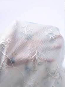 Franclia 加大码法式花卉刺绣荷叶边下摆女式衬衫，春夏新款衬衫，热销可爱女式衬衫，新款优雅休闲女式衬衫，夏季女式衬衫，夏季荷叶边袖女式衬衫 - 藍色 - 查看 6