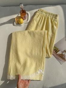 Comfortcana Quần ống đứng dáng suông, màu trơn, cỡ lớn, cạp chun, kiểu dáng thường ngày, đa năng. - Màu vàng - Xem 5