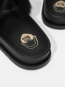 HighSole Women's Black Round Toe Flat Slippers, Suitable For Daily Wear - Black - View 5