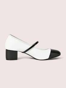 CUCCOO DOLLMOD 女士时尚蝴蝶结玛丽珍高跟鞋 - 黑與白 - 查看 2