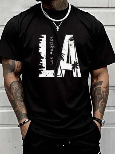 A men's with a round neck casual fit and short , elegant and casual style, suitable for daily outings, school, and summer essentials