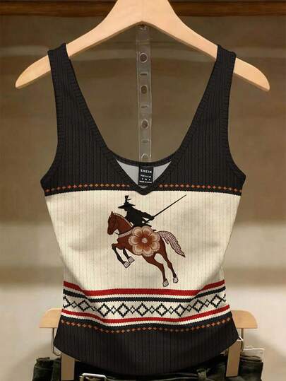 Resyla 女士时尚印花罗纹背心