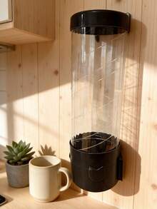 Giá đỡ cốc giấy dùng một lần, có thể chứa cốc giấy, không cần khoan, có thể chứa cốc nước và tự động nâng hạ. - Màu đen ngắn - Xem 1