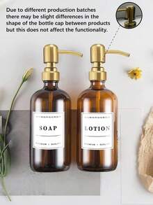 2pcs Letter Graphic Lotion Dispenser Home Bathroom Decor Fall Decor - màu nâu - Xem 2