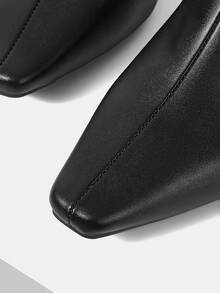 Mnmlis Giày nữ bít mũi, hở gót, kiểu dáng slip-on, đế thấp, thích hợp cho mùa xuân hè, đa năng, thoải mái, có nơ, kiểu giày lười, giày bít mũi cao gót. - màu đen - Xem 3