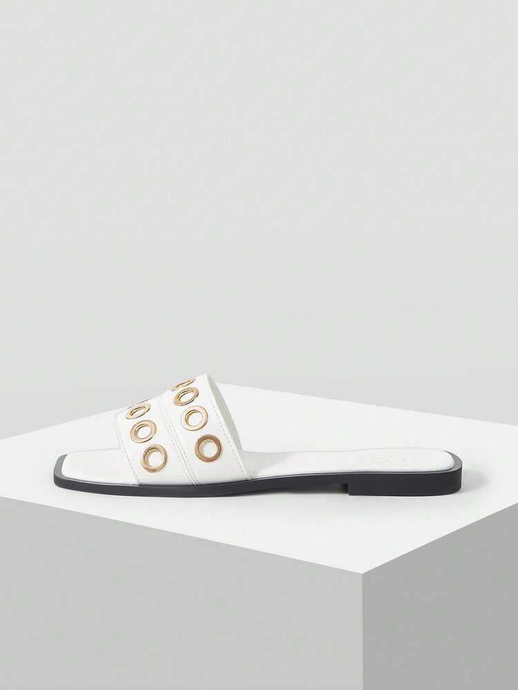 NEW OUTDOOR LADIES FLAT SANDALS SQUARE TOE WHITE LADIES CASUAL COMFORT PARTY COMMUTER SUMMER LADIES SHOES PLATFORM NON-SLIP LADIES SLIPPERS CHRISTMAS WOMEN'S SHOES