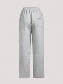 Men's Casual Sports Pants With Zipper Hem Slit And US Embroidery - Light Grey - View 3