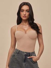 Silquee Bộ đồ định hình cúp ngực thời trang thanh lịch - Màu be - Xem 4