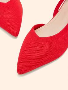 CUCCOO BASICS Zapatos planos de punta fina de tela negra para mujer, de moda para Navidad - Rojo - Ver 3