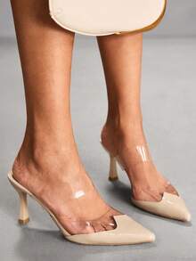 CUCCOO SZL Pointed Toe Women's High Heel Pumps, Jelly Patchwork PU Leather, Sexy For Party & Evening - Apricot - View 10