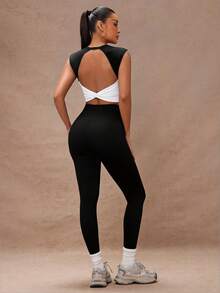 Lumalex 女士休闲运动撞色扭结短款T恤 - 彩色 - 查看 10