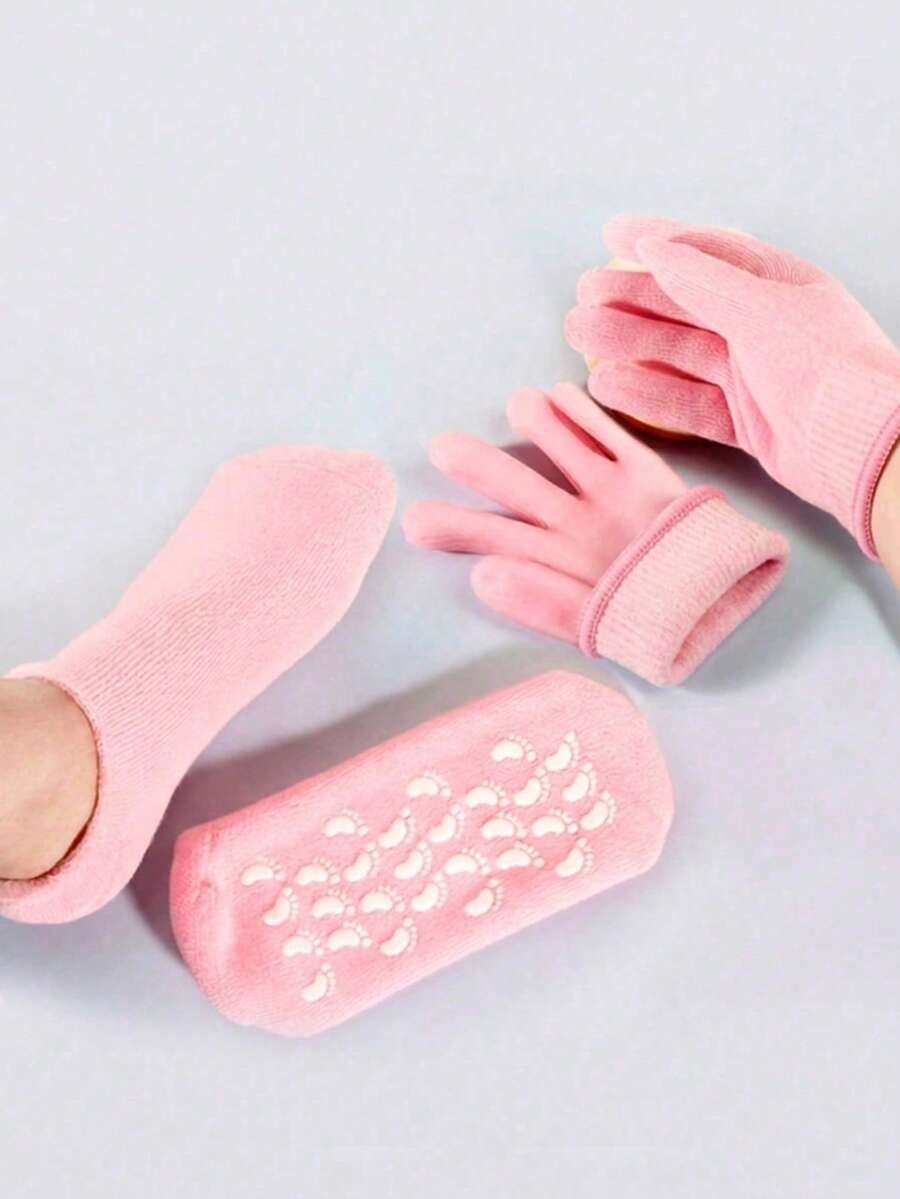 Găng tay và tất dưỡng ẩm, Găng tay và tất dưỡng ẩm trị liệu bằng gel SPA, làm mềm và phục hồi làn da tay và chân khô nứt nẻ, chăm sóc hiệu quả làn da tay và chân khô nứt nẻ (Bộ 4 món). - Nhiều màu - Xem 1