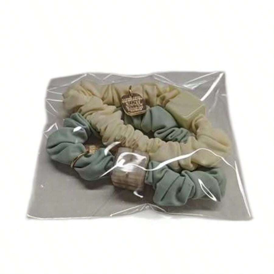1件套简约纯色缎面发圈套装,高弹力褶皱发绳,适合浓密头发,优雅马尾发圈及时尚发饰 - 彩色 - 查看 1