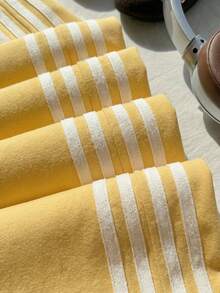 Comfortcana Pantalones de chándal de punto a rayas amarillas de talla grande cómodos con cordón, adecuados para uso casual - Amarillo - Ver 5