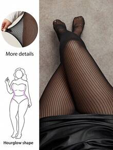 Hourglow Plus Size Slim Fit Comfortable Breathable High Stretch Tights, Winter, For Hourglass Body Shape/Valentine's Day - Black - View 1