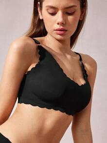 Women's Seamless Wireless Bra, Lift & Shape, Comfortable & Breathable, Skin-Friendly & Sexy, Removable Pads, Wireless, Adjustable Straps, Suitable For Sleep, Leisure, Yoga - Black - View 6