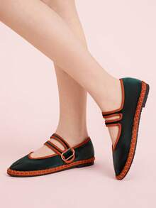 CUCCOO DOLLMOD Women's Casual Versatile Commute Simple Buckle Flats - Dark Green - View 3