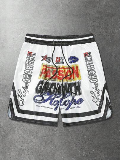 ROMWE MEN Nick 90's X ROMWE Summer Sports Casual Young Naughty Soldier IP Series All-Over Print Men Shorts