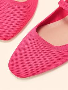 CUCCOO BASICS Women's Mary Jane Flat Shoes With Ribbon Strap, Comfortable Square Toe - Hot Pink - View 3