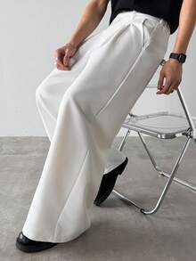Manfinity Hypemode Plus Size Men's Solid Color Pocket Casual Loose Fit Pants, Versatile For Daily Wear - White - View 6