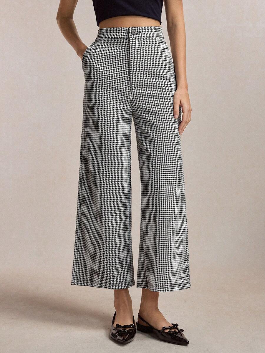 BizChic Spring Valentine's Day Fashion Minimalist Commuter Modern Elegant French Casual Versatile Side Pocket Plaid Women Pants - Multicolor - View 1