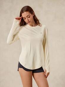 OutZeal 防晒 UPF50+ 凉爽防晒弧形下摆长袖T恤 女款带口袋 - 黃色 - 查看 7