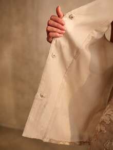 MOTF PREMIUM WOMEN'S KHAKI JACQUARD WAIST-CINCHED SLEEVELESS JACKET - Khaki - View 8