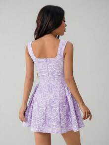 SHEIN PETITE 女士无袖纯白色夏季中长连衣裙，简约休闲，适合日常穿着 - 淡紫色 - 查看 3