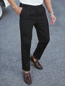 Manfinity Mode Men's Business Casual Straight-Leg Suit Pants - Black - View 4