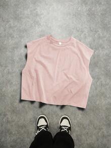 Manfinity Roghcode Standard Size Loose Cropped Camisole In Pink - Baby Pink - View 2