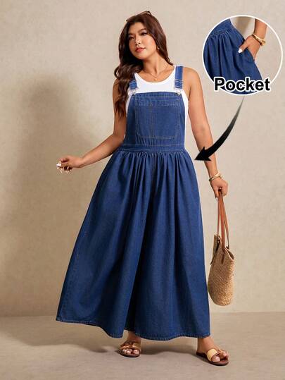 Elaquor 大码休闲牛仔背带裤