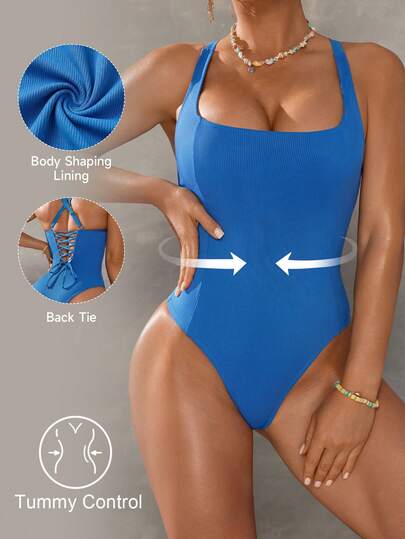 Shapewave 女士纯色连体泳衣，适合海滩度假