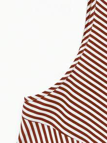 SHEIN Plus Size Color Block Striped Round Neck Sleeveless Dress - Coffee Brown - View 3