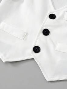 SHEIN 男士两件套服装，斜纹布背心和长裤，休闲时尚，适合生日派对、晚宴、婚礼等场合。 - 白色 - 查看 4