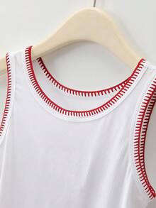 Rovax Top de tirantes de mujer de unicolor con bordado de concha - Blanco - Ver 5
