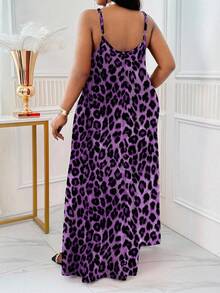 SHEIN CURVE+ 大码黑色连衣裙，基础款无袖夏季连衣裙 - 紫色 - 查看 2