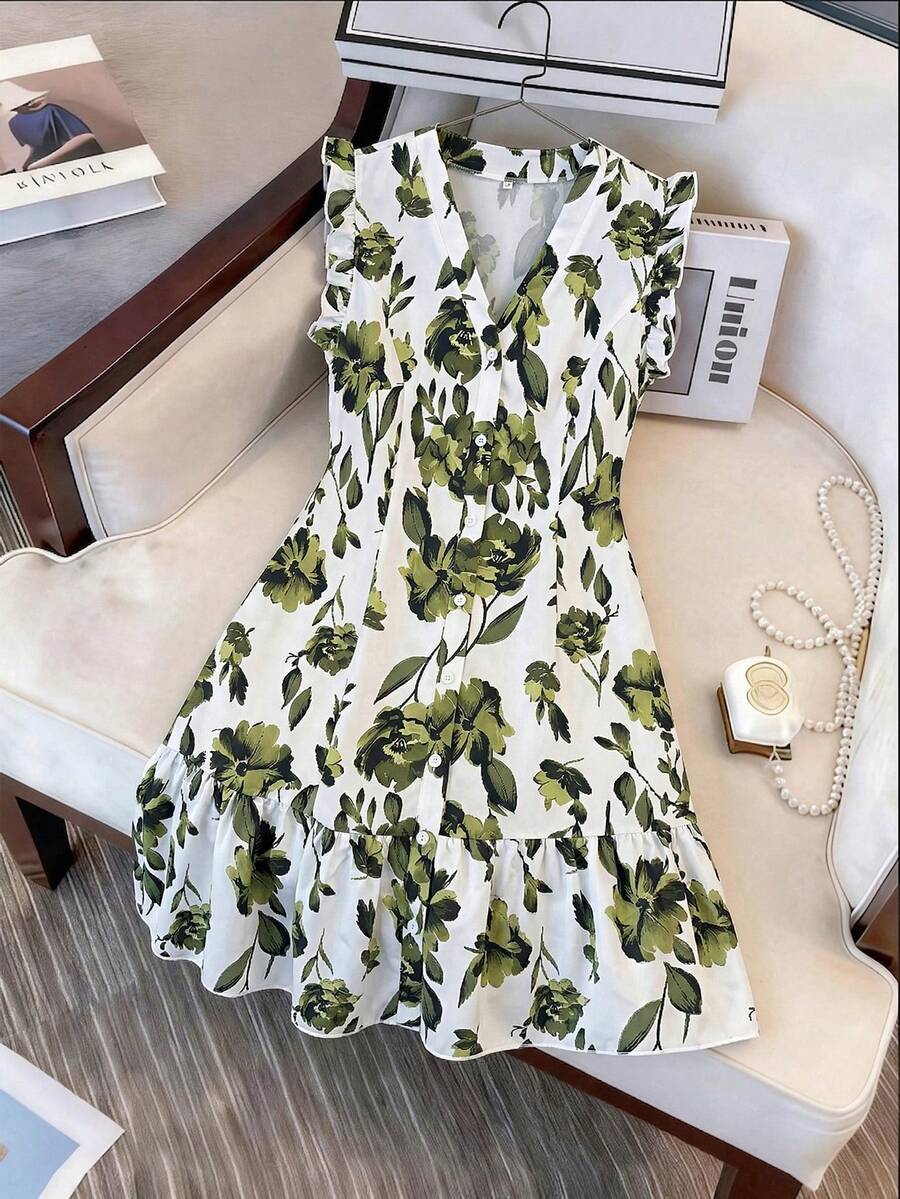 GlowEve CURVE Plus Size V-Neck Casual Dress, Elegant & Fashionable, Suitable For Daily Wear, Vacation, Wedding, Party, Comfortable & Flattering - Multicolor - View 1