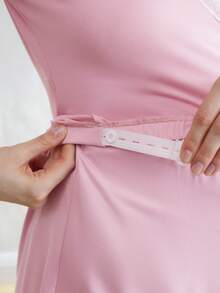 BloomMama Pregnant Women's Contrast Color Lace Trim Wrap Top And Shorts Pajama Set - Pink - View 5