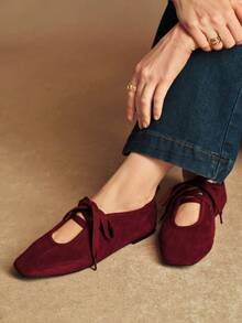 Rosivie Giày bệt nữ - Đỏ đậm - Xem 11