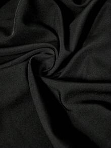 Juhart Plus Size Women Black And Gold Metal Button Short Petal Sleeve Blouse,Elegant Summer Designer Top For Dinner,Work,Party,Classy Button Up Shirts - Black - View 3